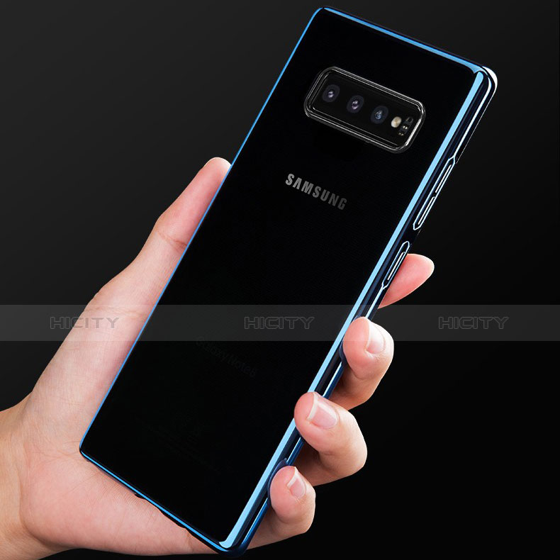 Custodia Silicone Trasparente Ultra Sottile Cover Morbida H05 per Samsung Galaxy S10 Plus Blu