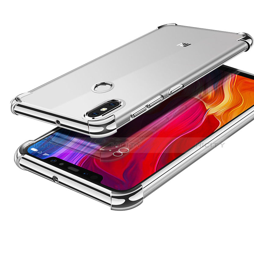 Custodia Silicone Trasparente Ultra Sottile Cover Morbida H05 per Xiaomi Mi 8 Argento