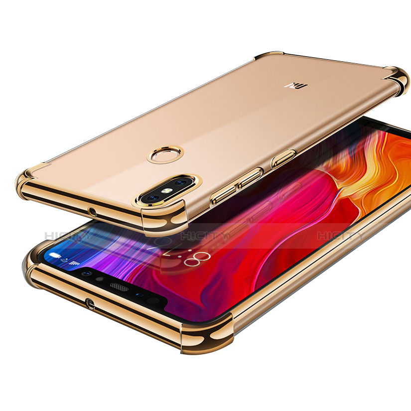 Custodia Silicone Trasparente Ultra Sottile Cover Morbida H05 per Xiaomi Mi 8 Oro