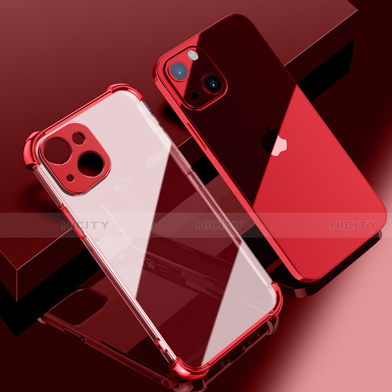Custodia Silicone Trasparente Ultra Sottile Cover Morbida H06 per Apple iPhone 13 Mini Rosso