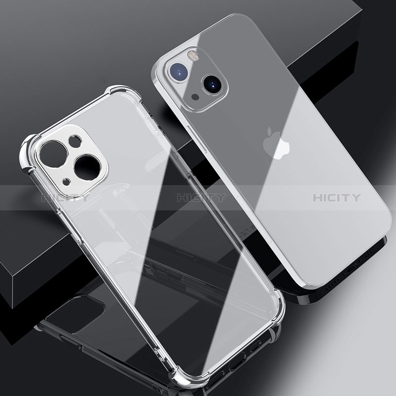 Custodia Silicone Trasparente Ultra Sottile Cover Morbida H06 per Apple iPhone 15 Argento