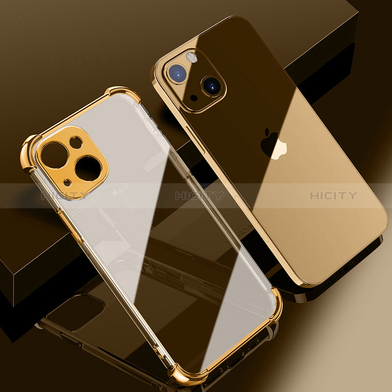 Custodia Silicone Trasparente Ultra Sottile Cover Morbida H06 per Apple iPhone 15 Oro