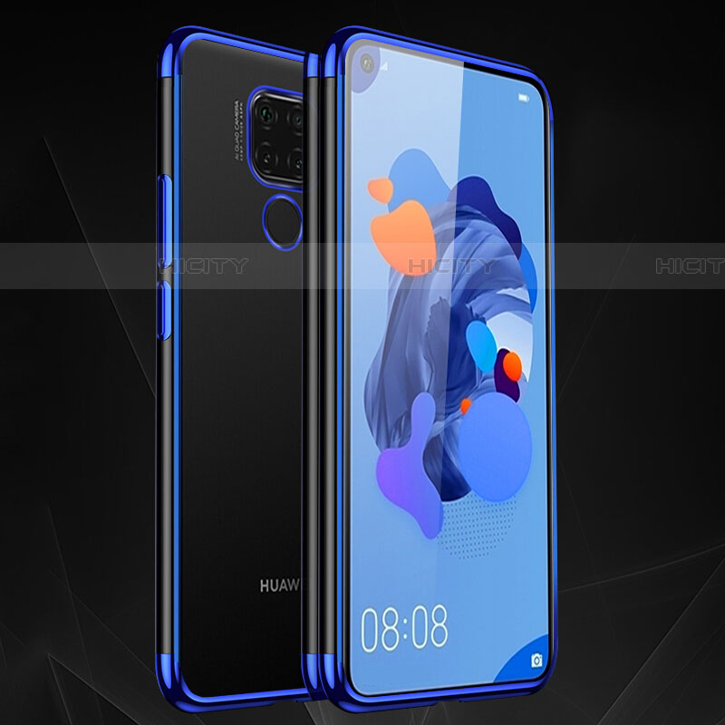 Custodia Silicone Trasparente Ultra Sottile Cover Morbida H06 per Huawei Mate 30 Lite Blu