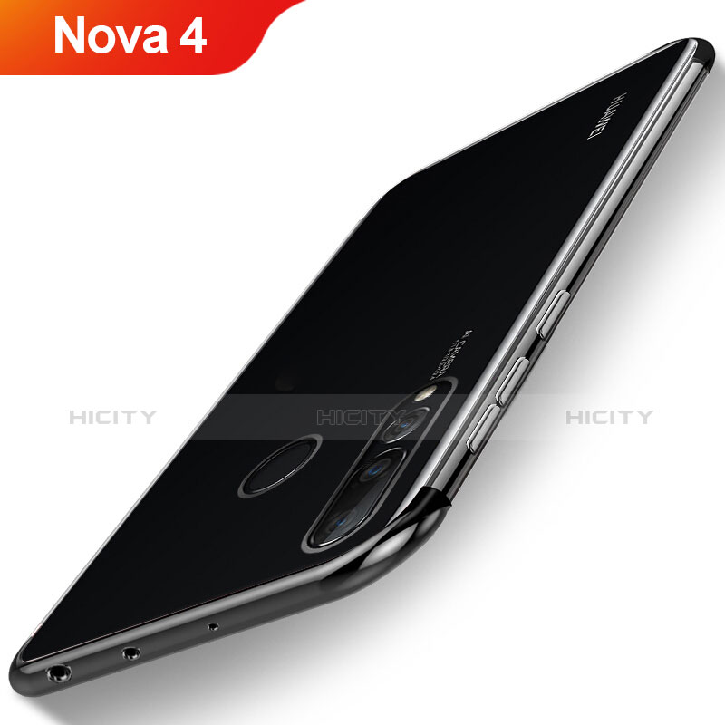 Custodia Silicone Trasparente Ultra Sottile Cover Morbida H06 per Huawei Nova 4 Nero