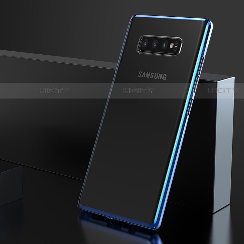 Custodia Silicone Trasparente Ultra Sottile Cover Morbida H06 per Samsung Galaxy S10 5G Blu