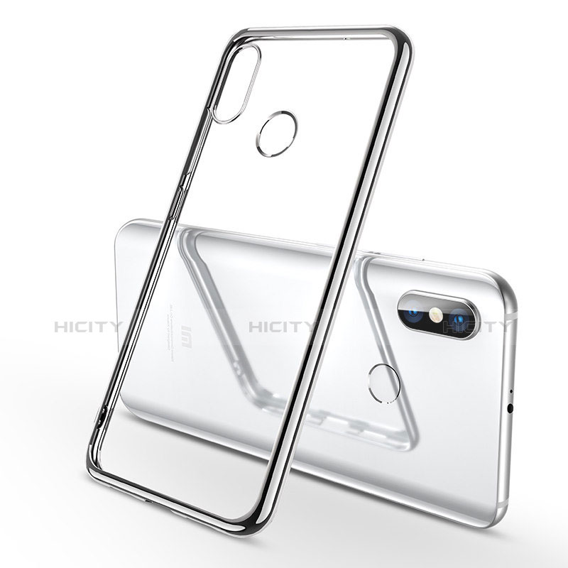 Custodia Silicone Trasparente Ultra Sottile Cover Morbida H06 per Xiaomi Mi 8 Argento