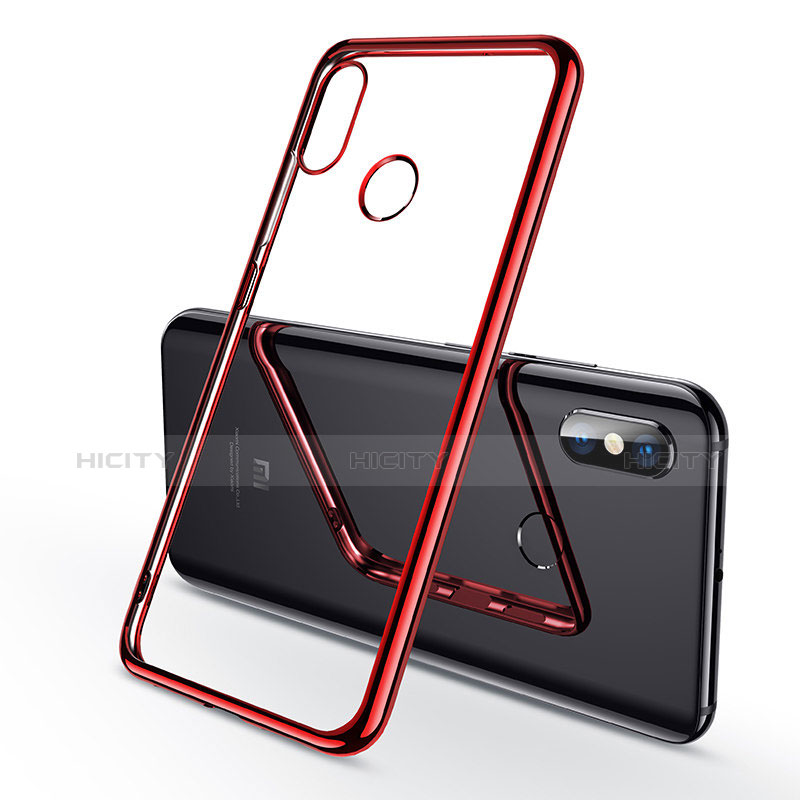 Custodia Silicone Trasparente Ultra Sottile Cover Morbida H06 per Xiaomi Mi 8 Rosso