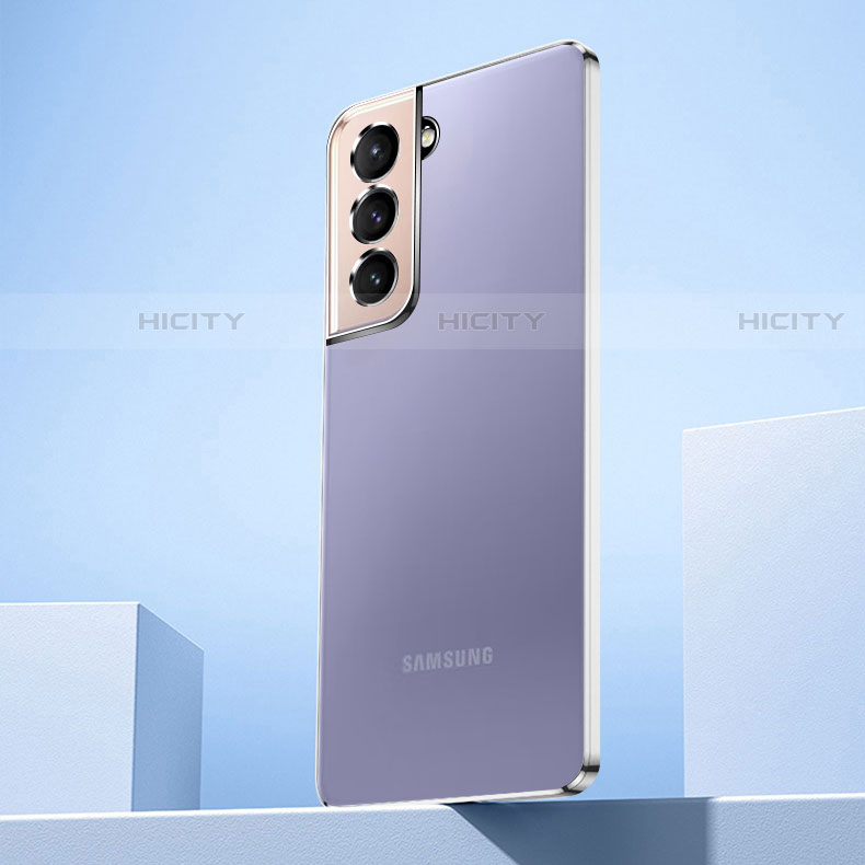 Custodia Silicone Trasparente Ultra Sottile Cover Morbida H07 per Samsung Galaxy S21 5G Argento