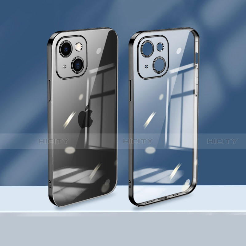 Custodia Silicone Trasparente Ultra Sottile Cover Morbida H08 per Apple iPhone 13 Mini Nero