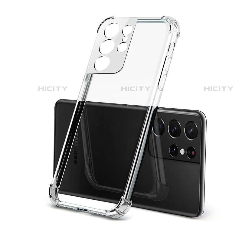 Custodia Silicone Trasparente Ultra Sottile Cover Morbida H09 per Samsung Galaxy S21 Ultra 5G Chiaro