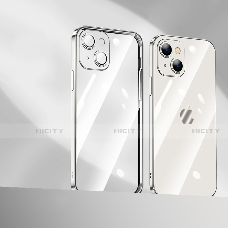 Custodia Silicone Trasparente Ultra Sottile Cover Morbida H10 per Apple iPhone 13 Argento