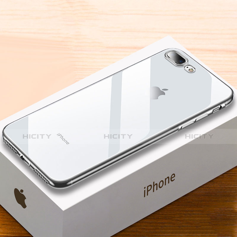 Custodia Silicone Trasparente Ultra Sottile Cover Morbida HC02 per Apple iPhone 7 Plus Argento
