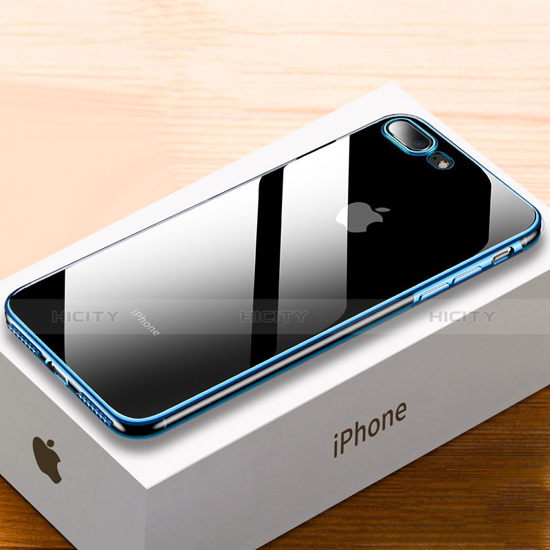 Custodia Silicone Trasparente Ultra Sottile Cover Morbida HC02 per Apple iPhone 7 Plus Blu