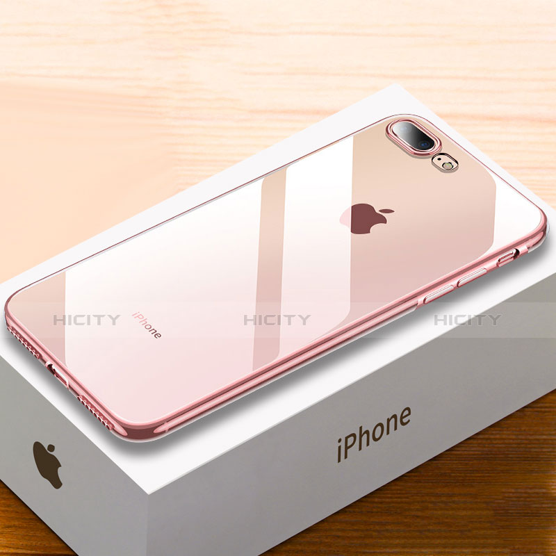 Custodia Silicone Trasparente Ultra Sottile Cover Morbida HC02 per Apple iPhone 7 Plus Oro Rosa