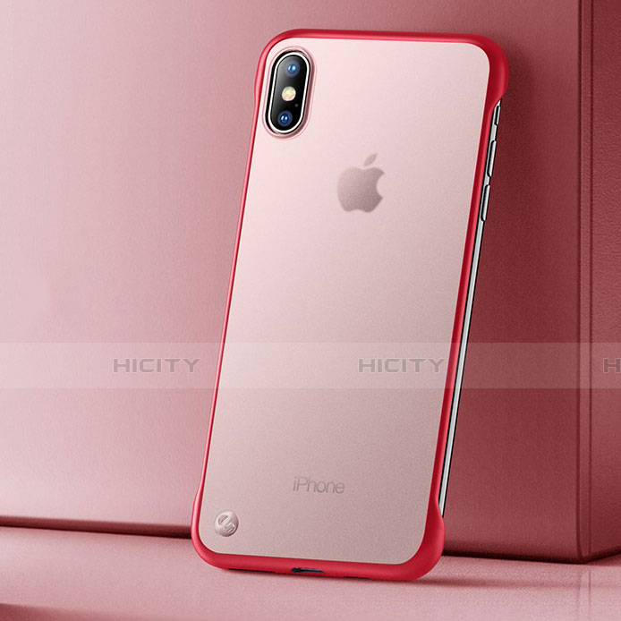 Custodia Silicone Trasparente Ultra Sottile Cover Morbida HT01 per Apple iPhone X Rosso