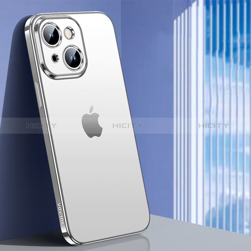 Custodia Silicone Trasparente Ultra Sottile Cover Morbida LD1 per Apple iPhone 14 Argento