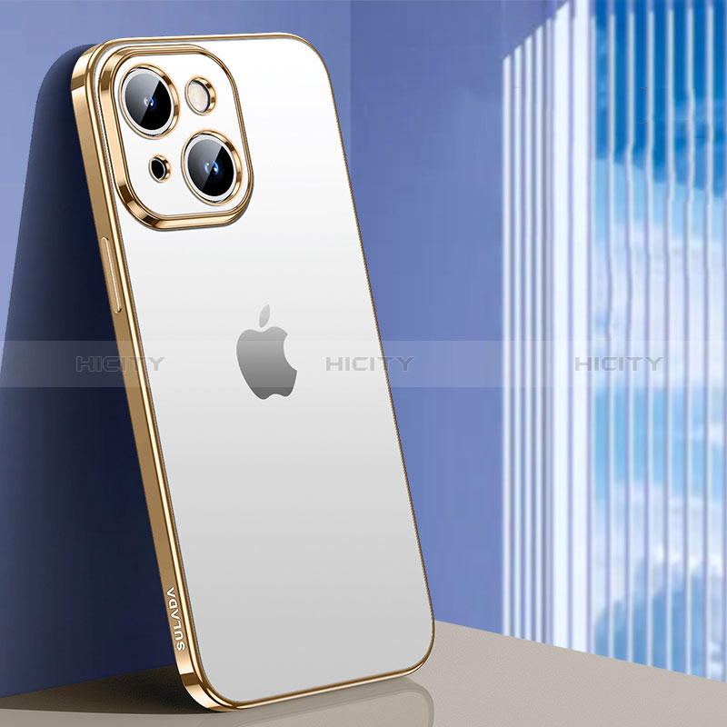 Custodia Silicone Trasparente Ultra Sottile Cover Morbida LD1 per Apple iPhone 14 Oro