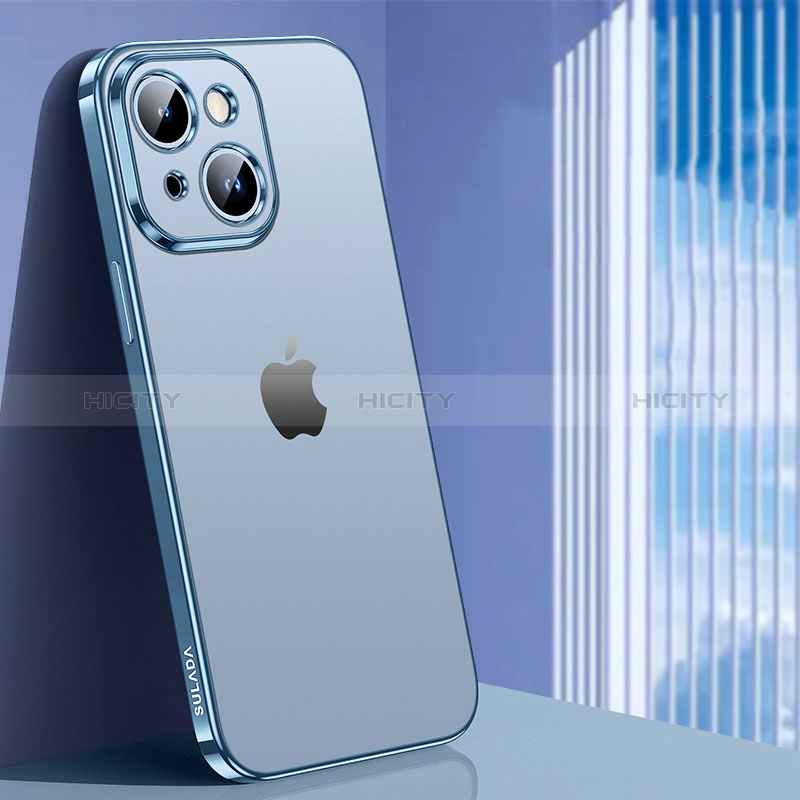 Custodia Silicone Trasparente Ultra Sottile Cover Morbida LD1 per Apple iPhone 15 Plus Cielo Blu