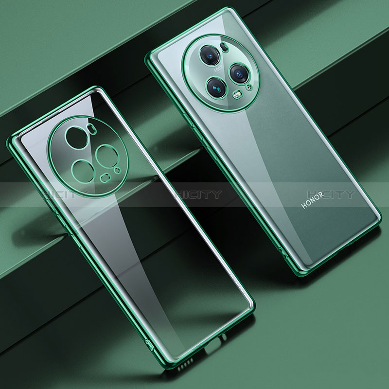 Custodia Silicone Trasparente Ultra Sottile Cover Morbida LD1 per Huawei Honor Magic5 Pro 5G Verde