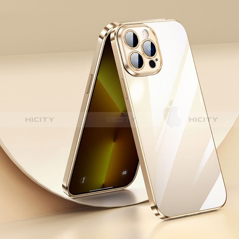 Custodia Silicone Trasparente Ultra Sottile Cover Morbida LD2 per Apple iPhone 13 Pro Max Oro