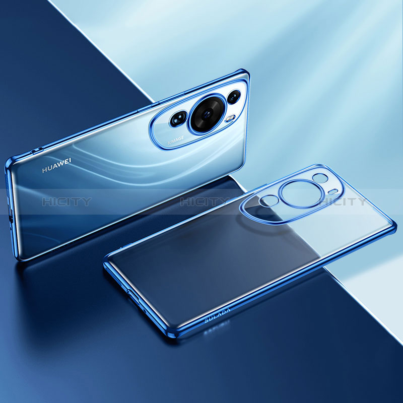 Custodia Silicone Trasparente Ultra Sottile Cover Morbida LD2 per Huawei P60 Art Blu