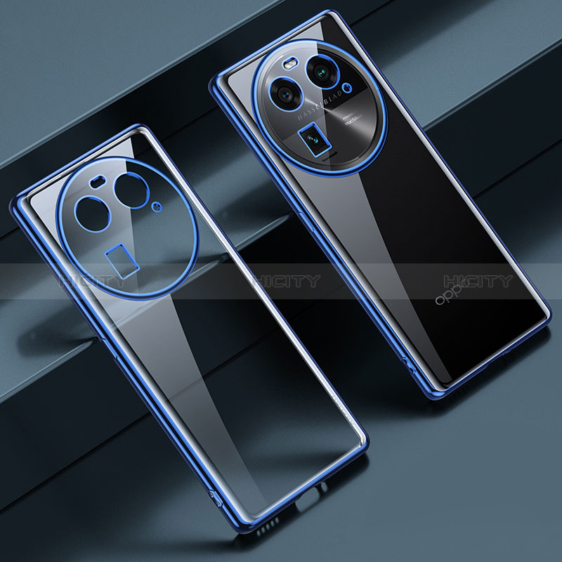 Custodia Silicone Trasparente Ultra Sottile Cover Morbida LD2 per Oppo Find X6 5G Blu