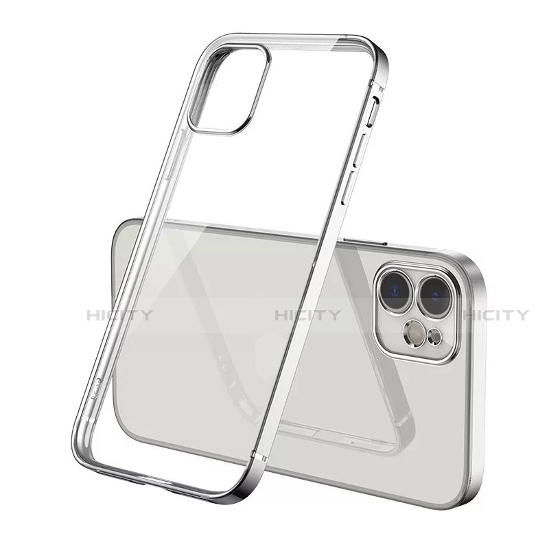 Custodia Silicone Trasparente Ultra Sottile Cover Morbida N01 per Apple iPhone 12 Argento