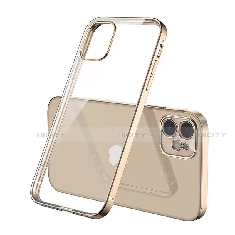 Custodia Silicone Trasparente Ultra Sottile Cover Morbida N01 per Apple iPhone 12 Mini Oro