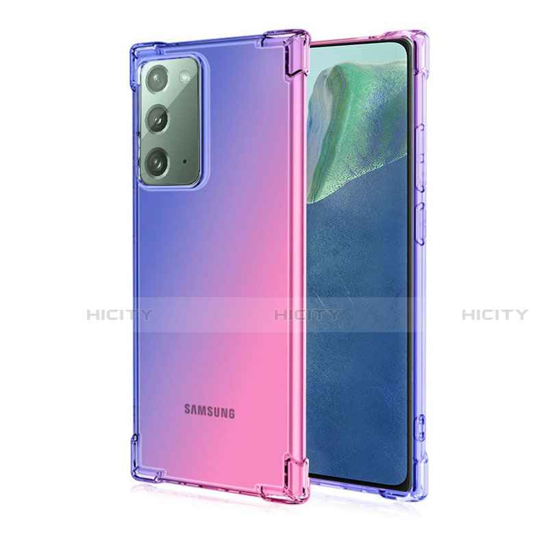 Custodia Silicone Trasparente Ultra Sottile Cover Morbida N01 per Samsung Galaxy Note 20 5G Blu
