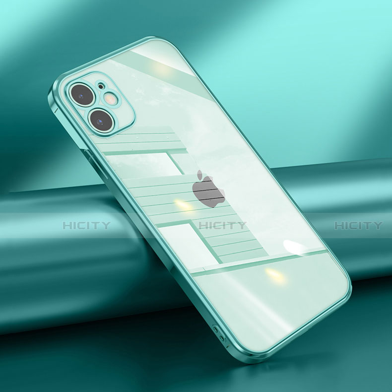 Custodia Silicone Trasparente Ultra Sottile Cover Morbida N02 per Apple iPhone 12 Ciano