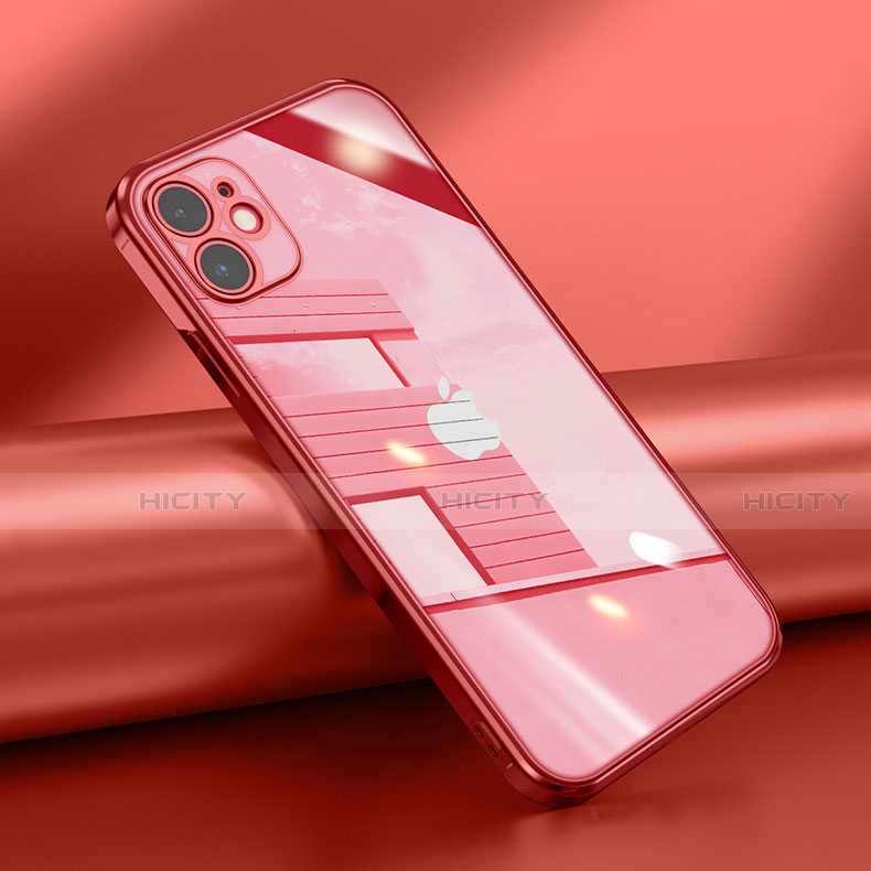 Custodia Silicone Trasparente Ultra Sottile Cover Morbida N02 per Apple iPhone 12 Mini Rosso