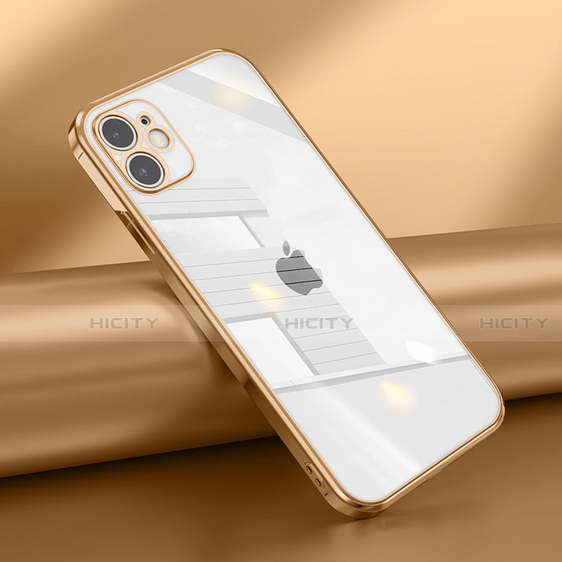 Custodia Silicone Trasparente Ultra Sottile Cover Morbida N02 per Apple iPhone 12 Oro