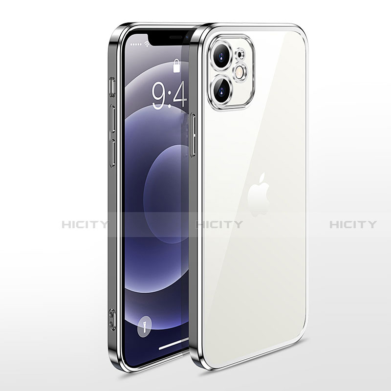Custodia Silicone Trasparente Ultra Sottile Cover Morbida N04 per Apple iPhone 12 Argento