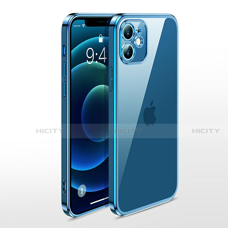 Custodia Silicone Trasparente Ultra Sottile Cover Morbida N04 per Apple iPhone 12 Blu