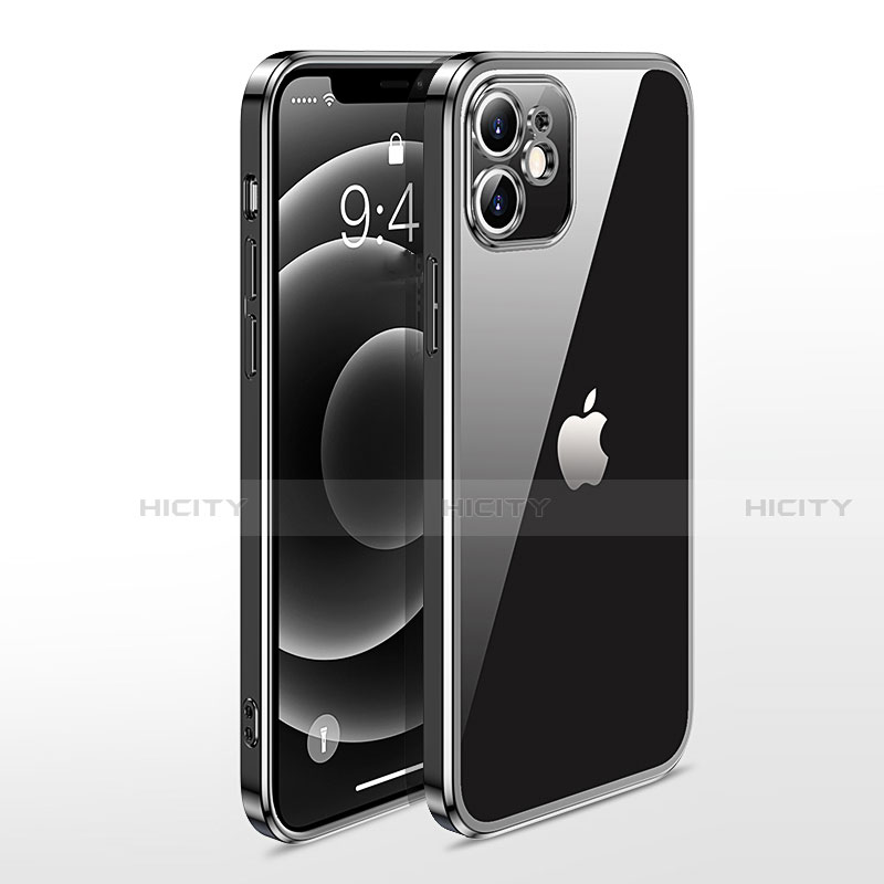 Custodia Silicone Trasparente Ultra Sottile Cover Morbida N04 per Apple iPhone 12 Nero