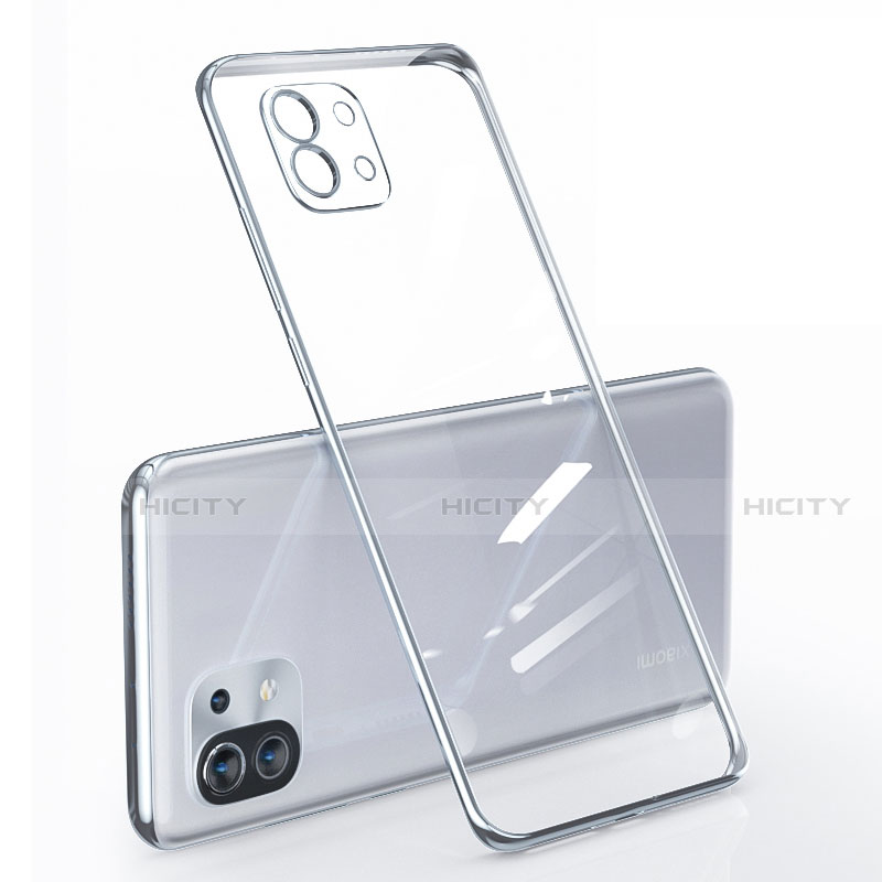Custodia Silicone Trasparente Ultra Sottile Cover Morbida per Xiaomi Mi 11 Lite 4G Argento