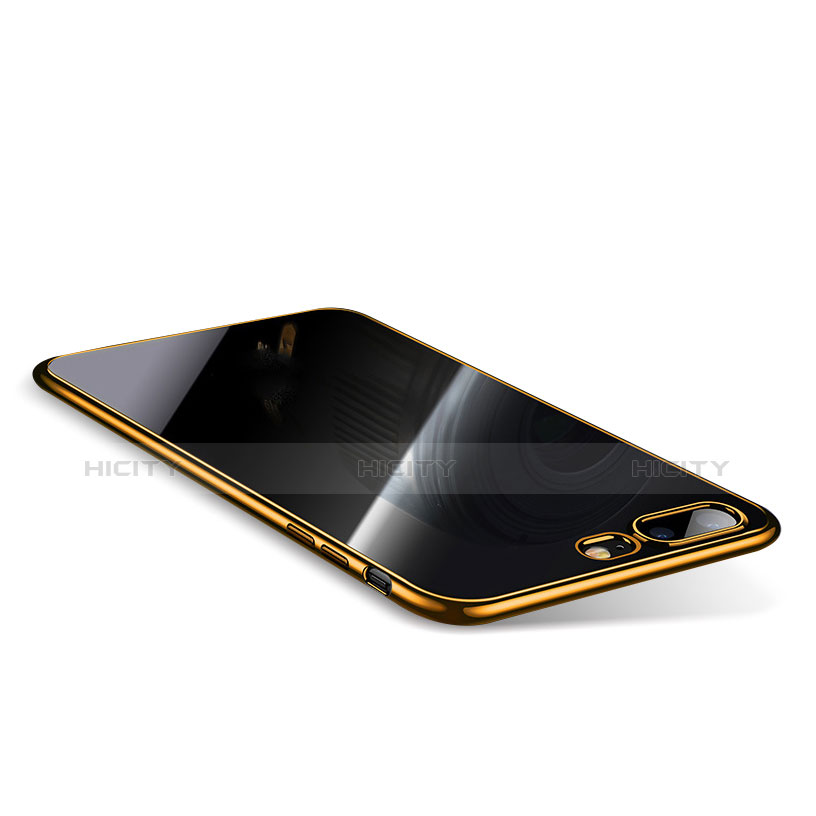 Custodia Silicone Trasparente Ultra Sottile Cover Morbida Q01 per Apple iPhone 8 Plus Oro