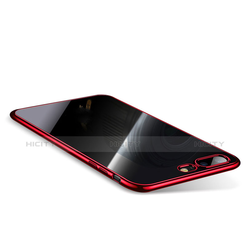 Custodia Silicone Trasparente Ultra Sottile Cover Morbida Q01 per Apple iPhone 8 Plus Rosso