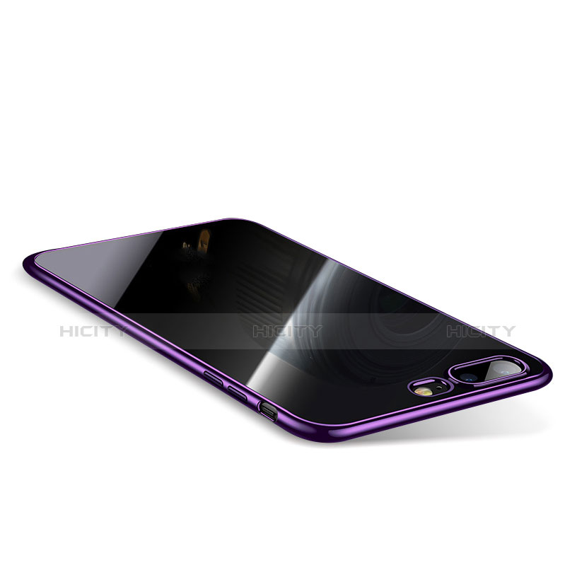 Custodia Silicone Trasparente Ultra Sottile Cover Morbida Q01 per Apple iPhone 8 Plus Viola