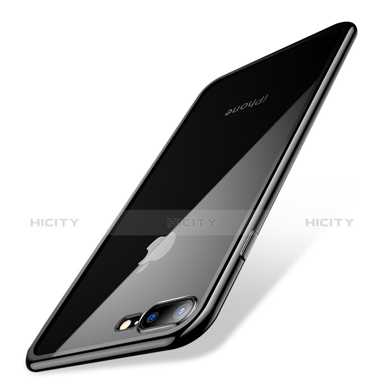 Custodia Silicone Trasparente Ultra Sottile Cover Morbida Q04 per Apple iPhone 8 Plus Nero