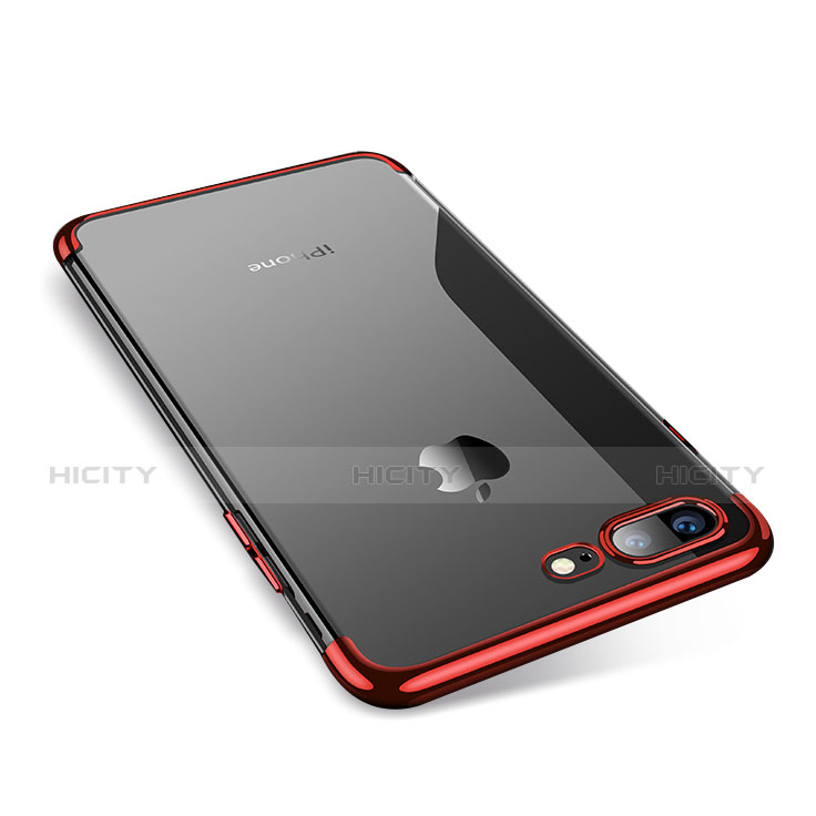 Custodia Silicone Trasparente Ultra Sottile Cover Morbida Q05 per Apple iPhone 8 Plus Rosso
