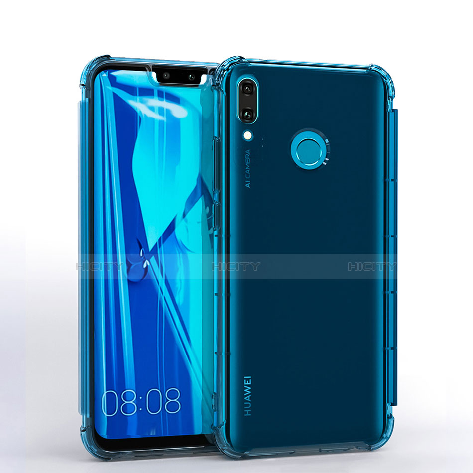 Custodia Silicone Trasparente Ultra Sottile Cover Morbida S01 per Huawei Enjoy 9 Plus Blu