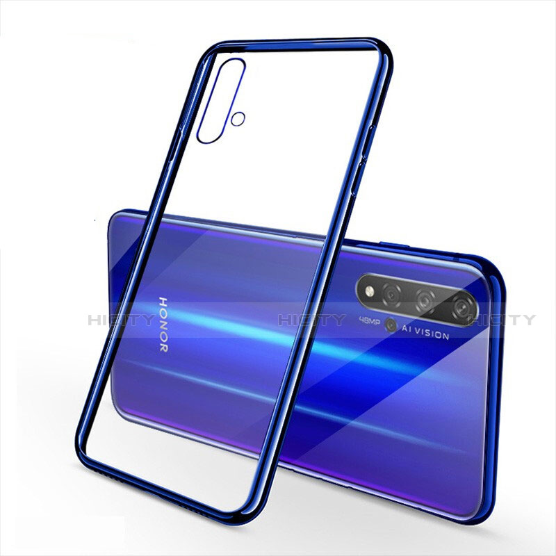 Custodia Silicone Trasparente Ultra Sottile Cover Morbida S01 per Huawei Honor 20 Blu