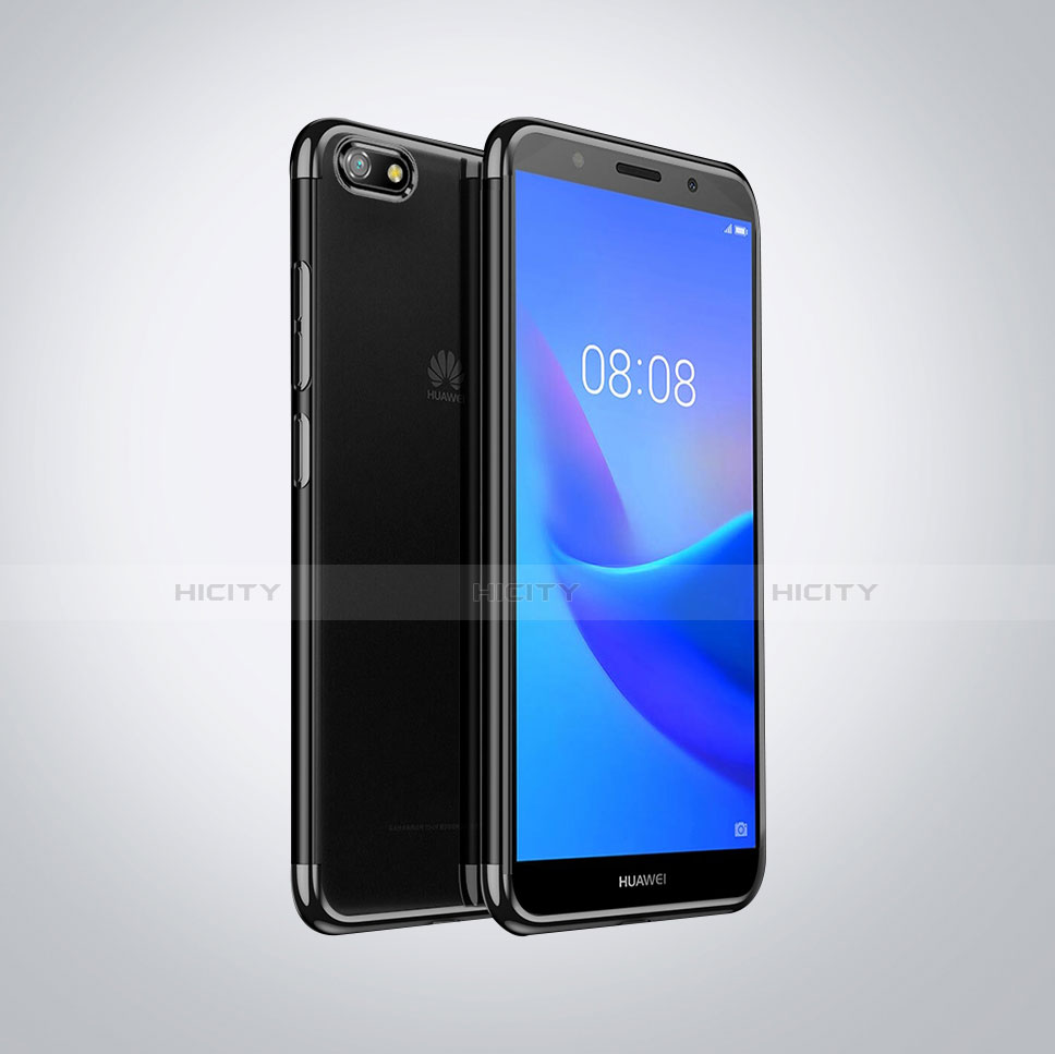 Custodia Silicone Trasparente Ultra Sottile Cover Morbida S01 per Huawei Honor 7S Nero