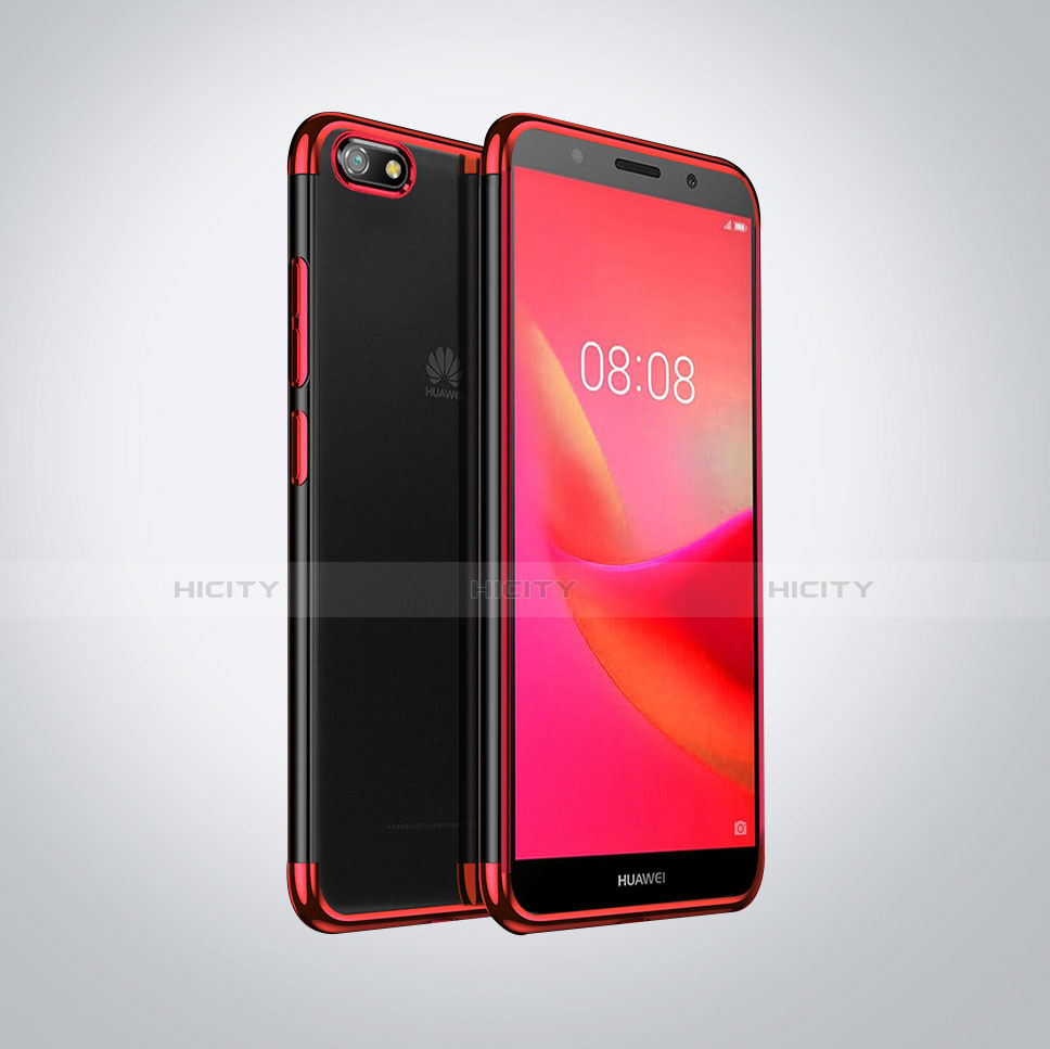 Custodia Silicone Trasparente Ultra Sottile Cover Morbida S01 per Huawei Honor 7S Rosso