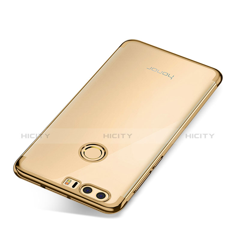 Custodia Silicone Trasparente Ultra Sottile Cover Morbida S01 per Huawei Honor 8 Oro