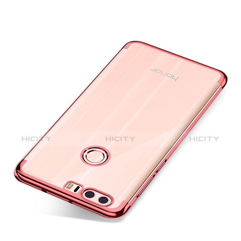 Custodia Silicone Trasparente Ultra Sottile Cover Morbida S01 per Huawei Honor 8 Oro Rosa