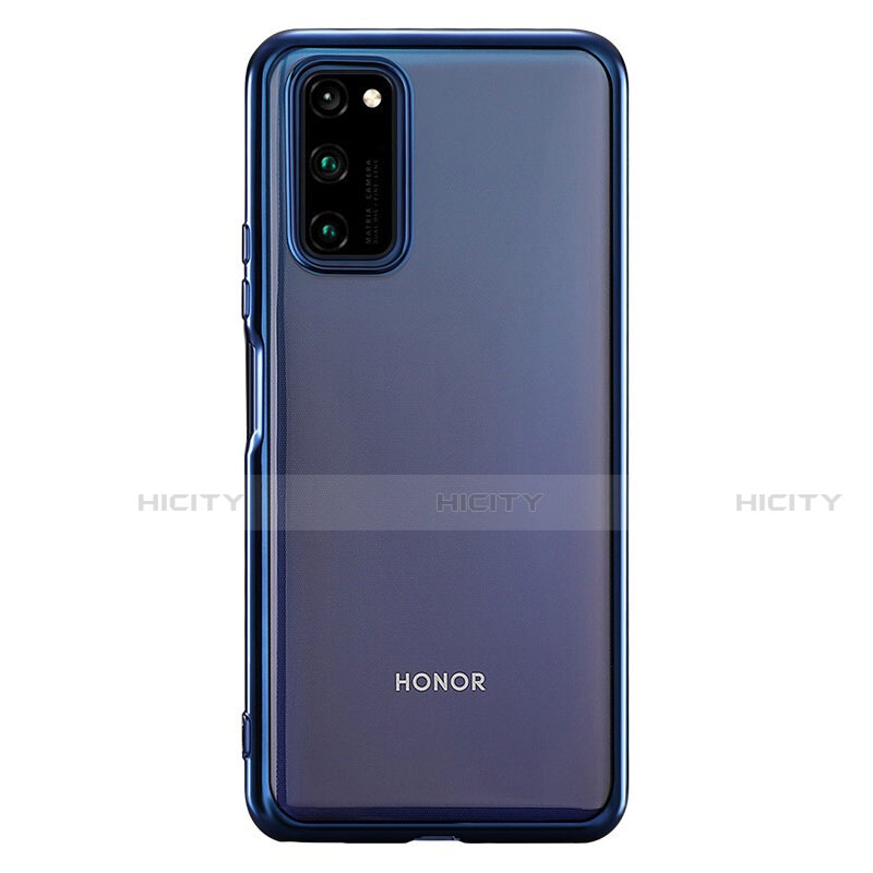 Custodia Silicone Trasparente Ultra Sottile Cover Morbida S01 per Huawei Honor V30 5G Blu