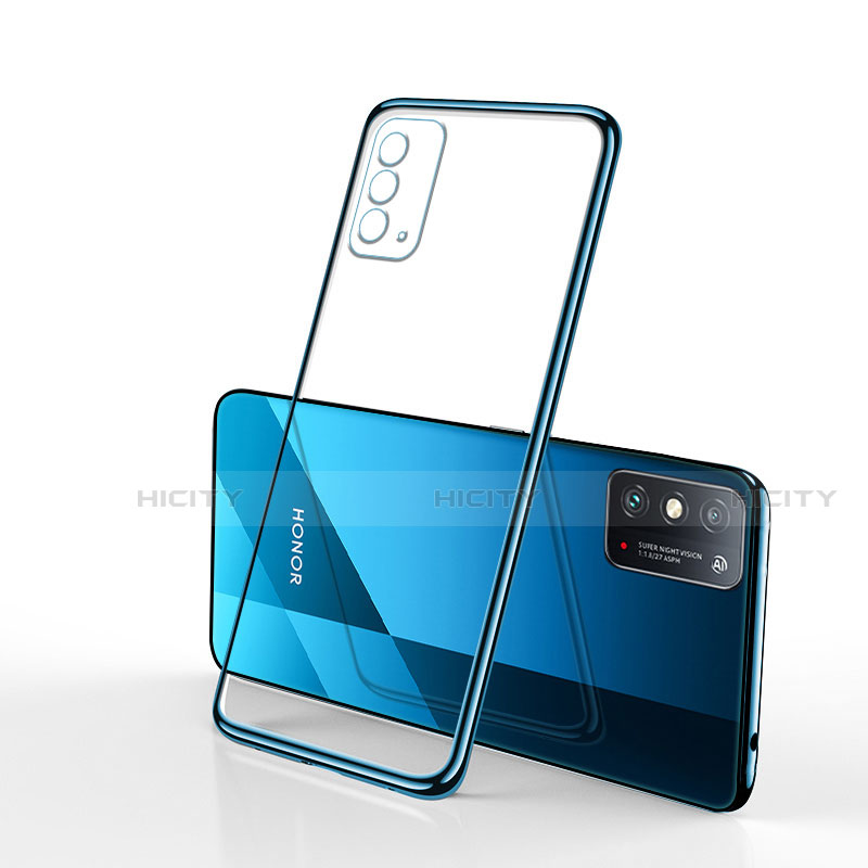 Custodia Silicone Trasparente Ultra Sottile Cover Morbida S01 per Huawei Honor X10 Max 5G Blu