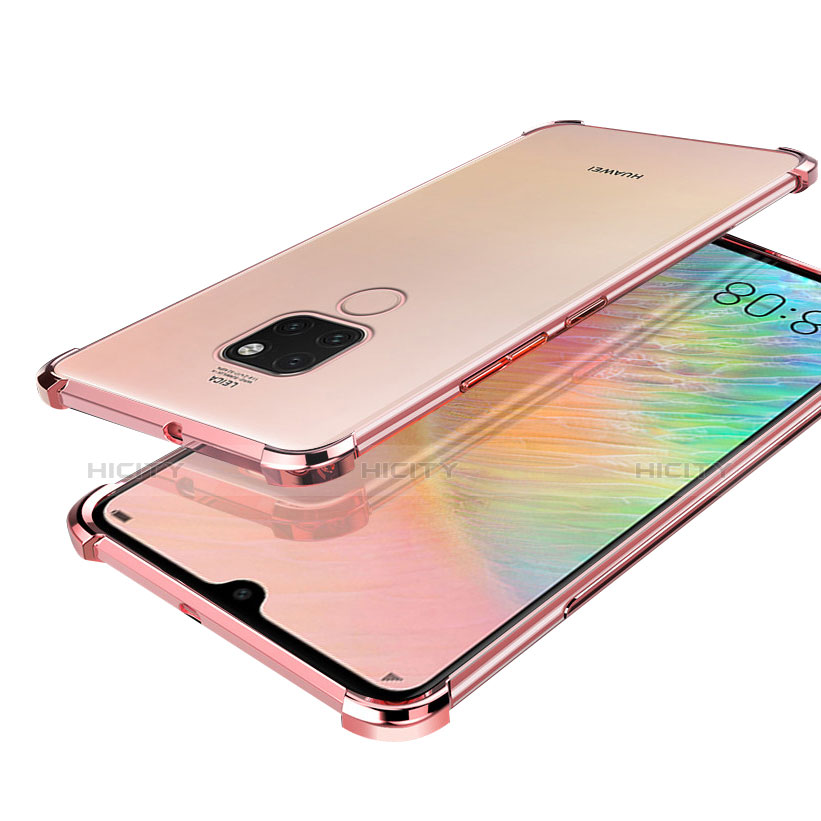 Custodia Silicone Trasparente Ultra Sottile Cover Morbida S01 per Huawei Mate 20 Oro Rosa